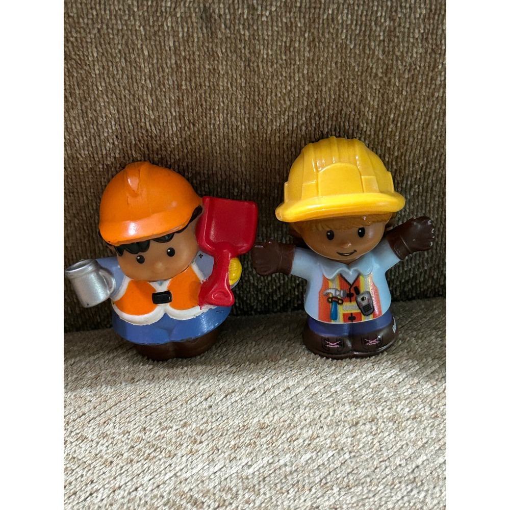 Fisher Price Little People Construction Workers Figures Set of 2 Hard Hat Tools